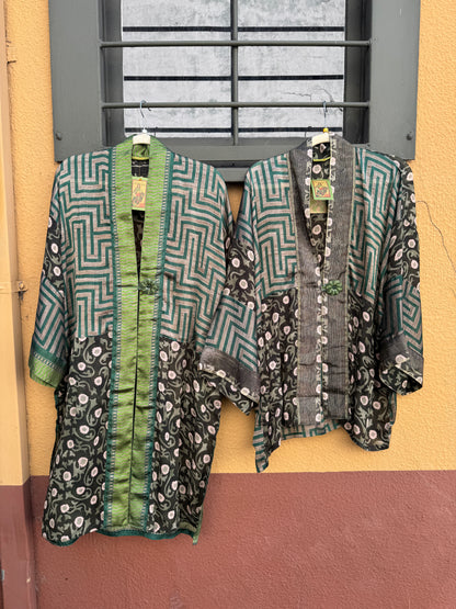 GREEN GRAPHIC KIMONOS - SHORT AND LONG