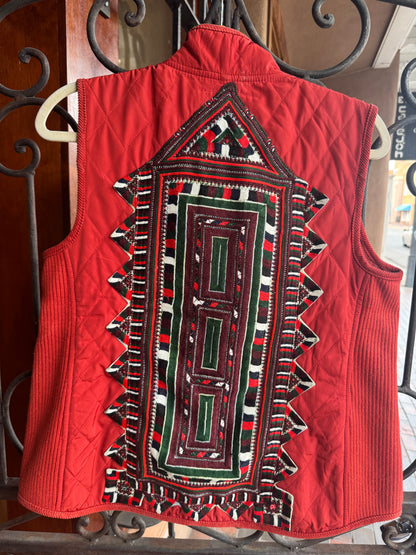 UPCYCLED RED AFGHAN EMBROIDERED VEST