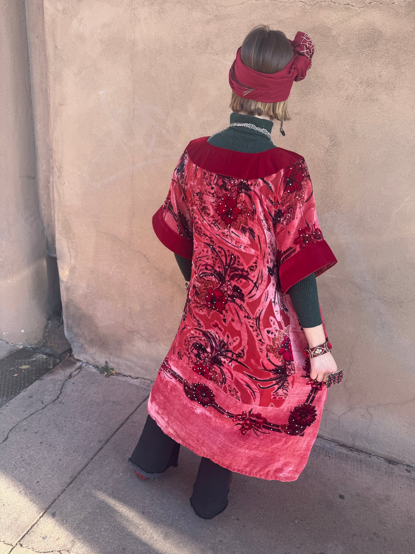 CORAL CHRISTMAS VELVET TUNIC