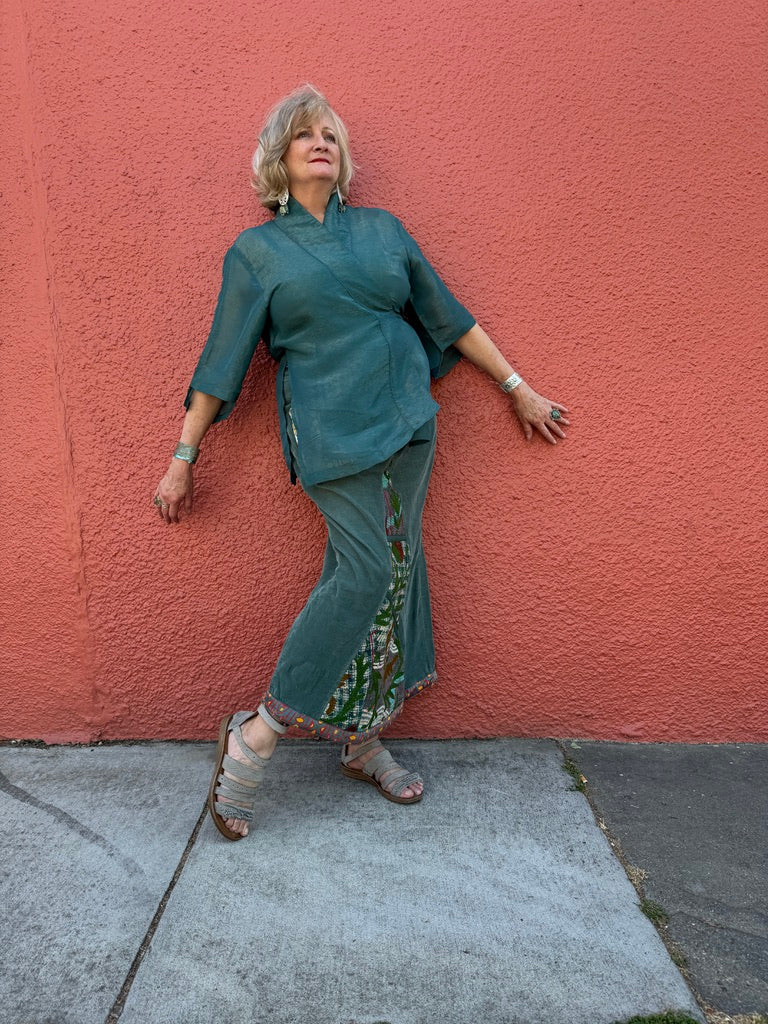 SHIMMER AQUA KIMONO