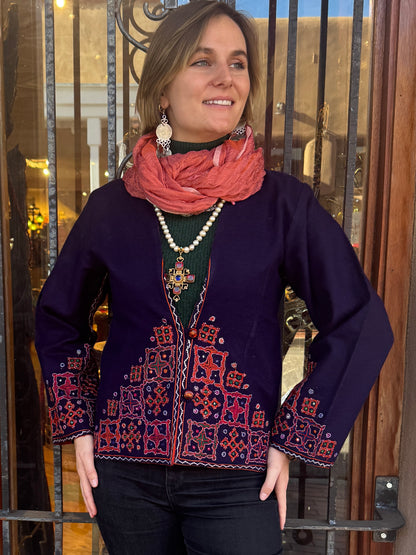 MUTWA FINE EMBROIDERED WOOLY JACKET