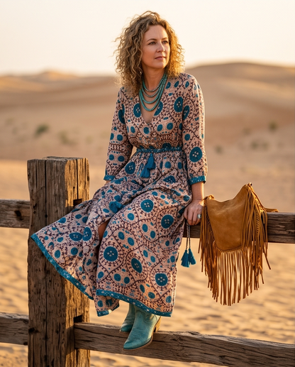 ALEGRA MAXI DRESS TURQUOISE SUZANI