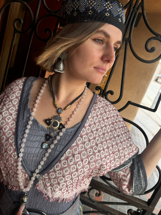 ROSE QUARTZ TASSEL NECKLACE