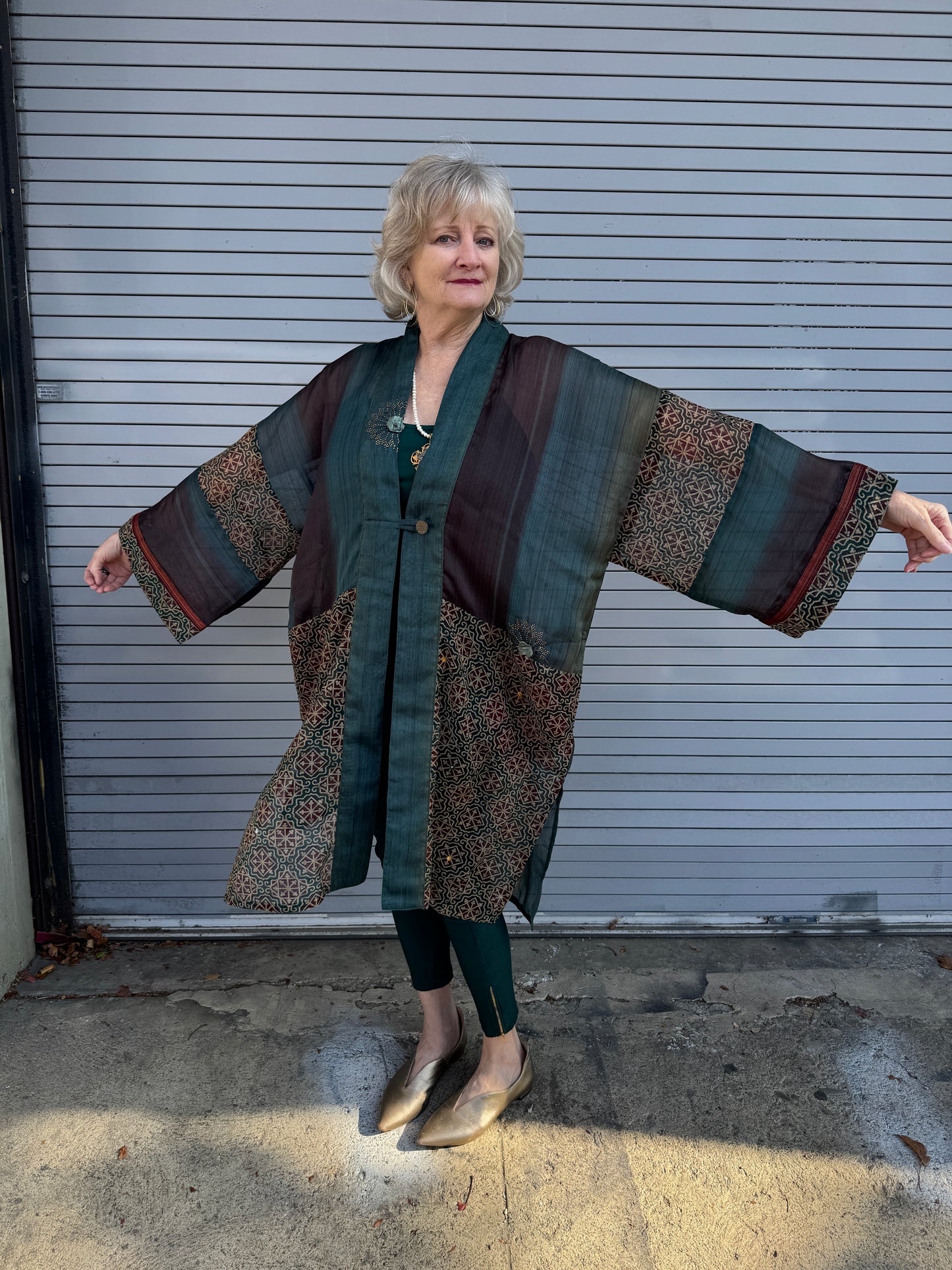 TEAL TILE KIMONOS LONG