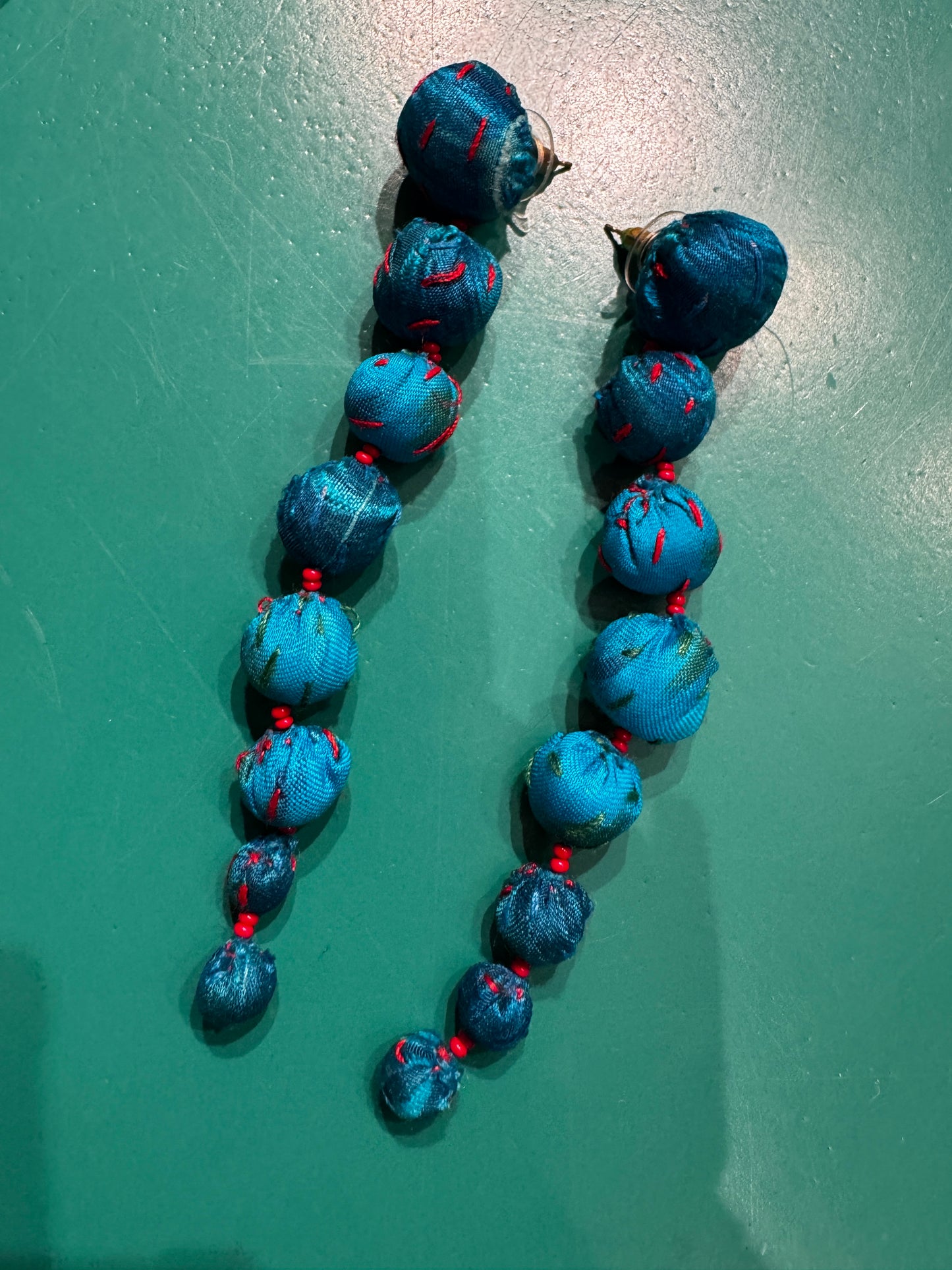 TEXTILE BALL EARRINGS