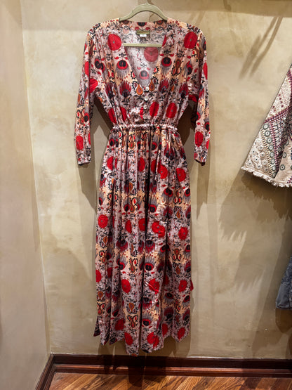 ALEGRA MAXI DRESS RED EXOTIC GARDEN
