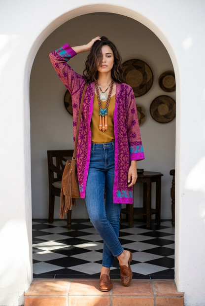 GOSSAMER GAUZE HAND EMBROIDERED COAT