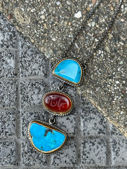 RARE TURQUOISE TRIPLET NECKLACE