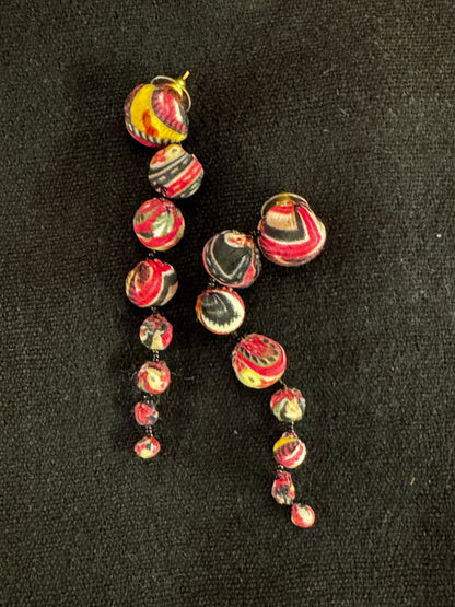 CASCADING CLOTH BALL EARRINGS