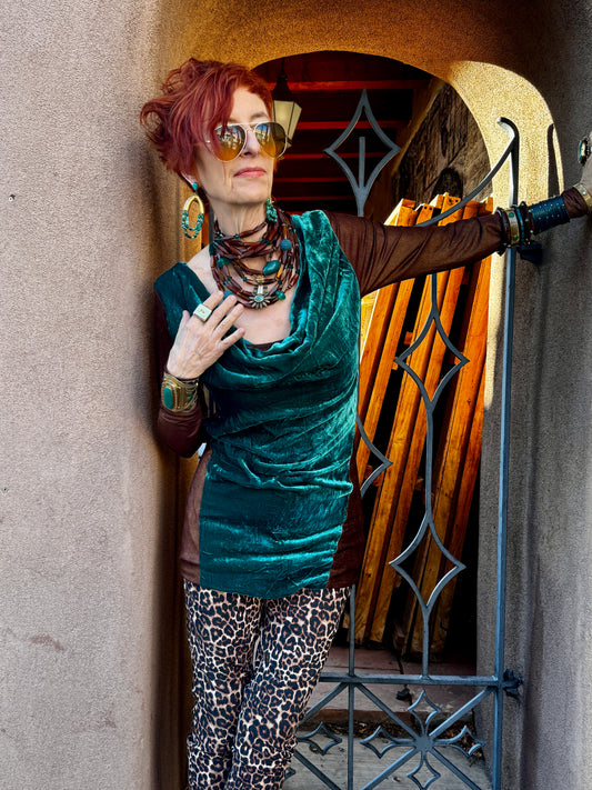 COPPER COWL VELVET TUNIC