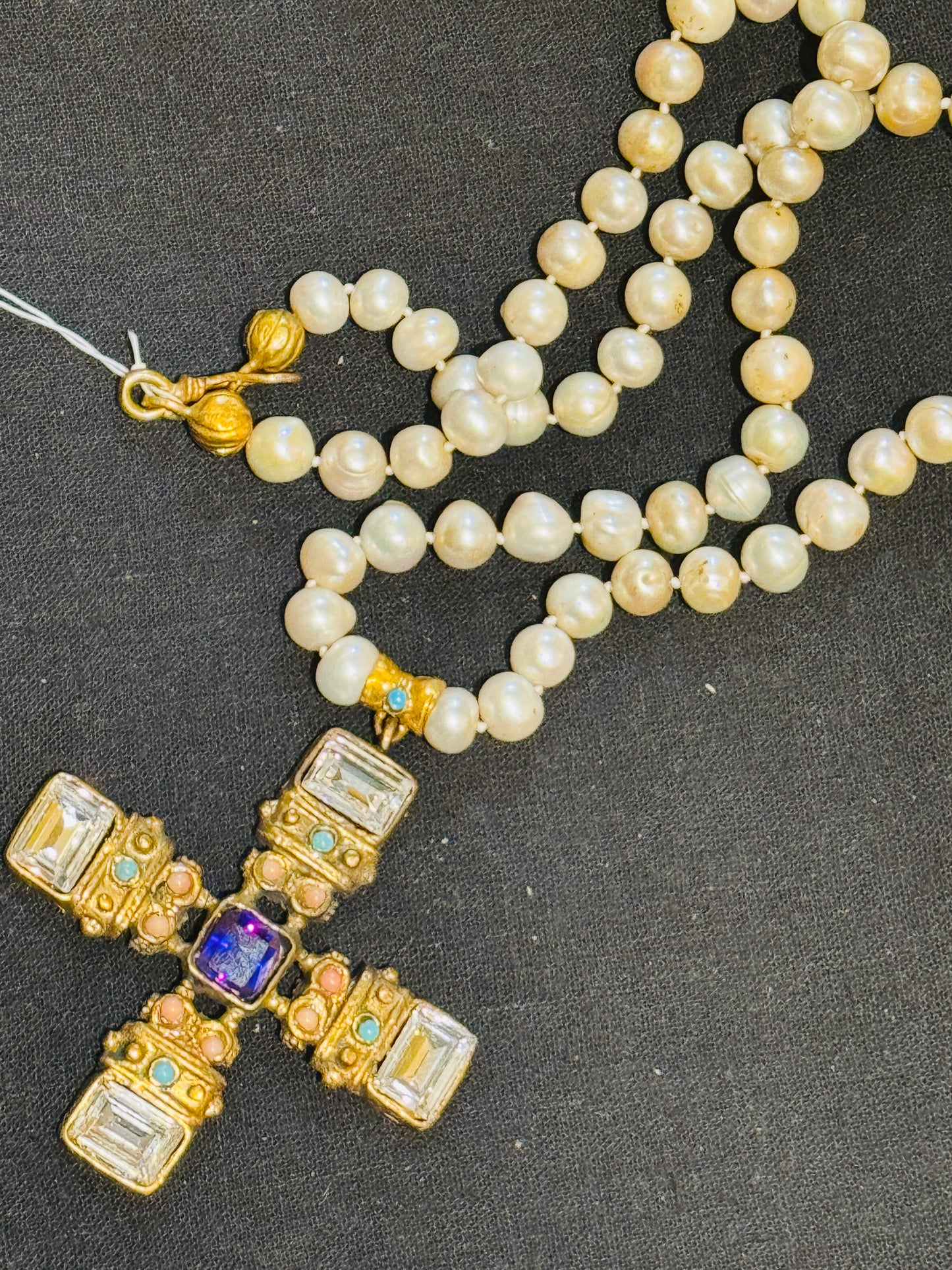 CRUSTY CRUCIFIX PEARL NECKLACES