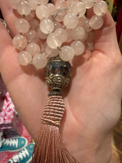 ROSE QUARTZ TASSEL NECKLACE
