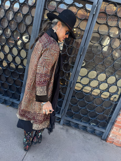AJRAKH GEO RICH SWING COAT