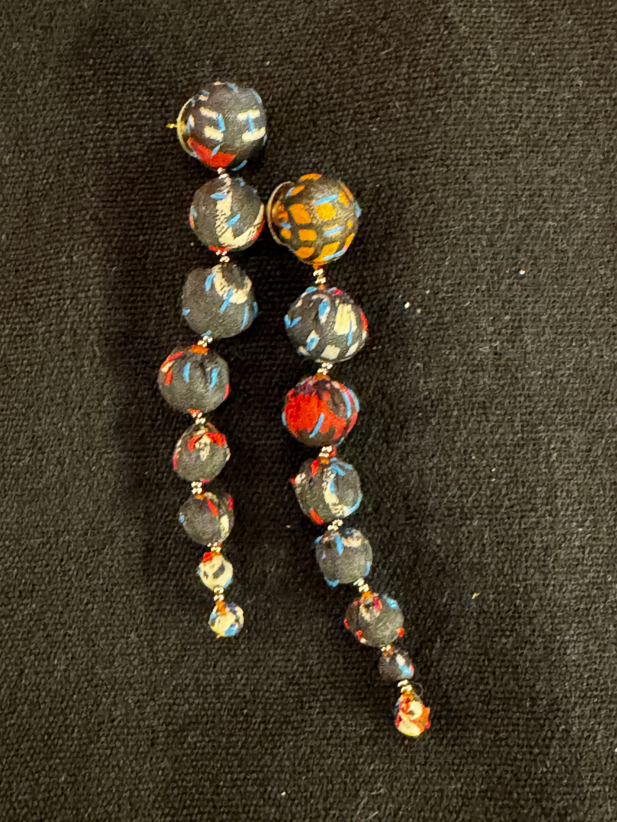 CASCADING CLOTH BALL EARRINGS