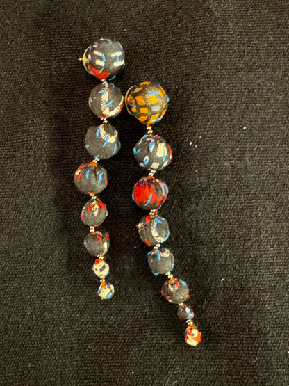 CASCADING CLOTH BALL EARRINGS