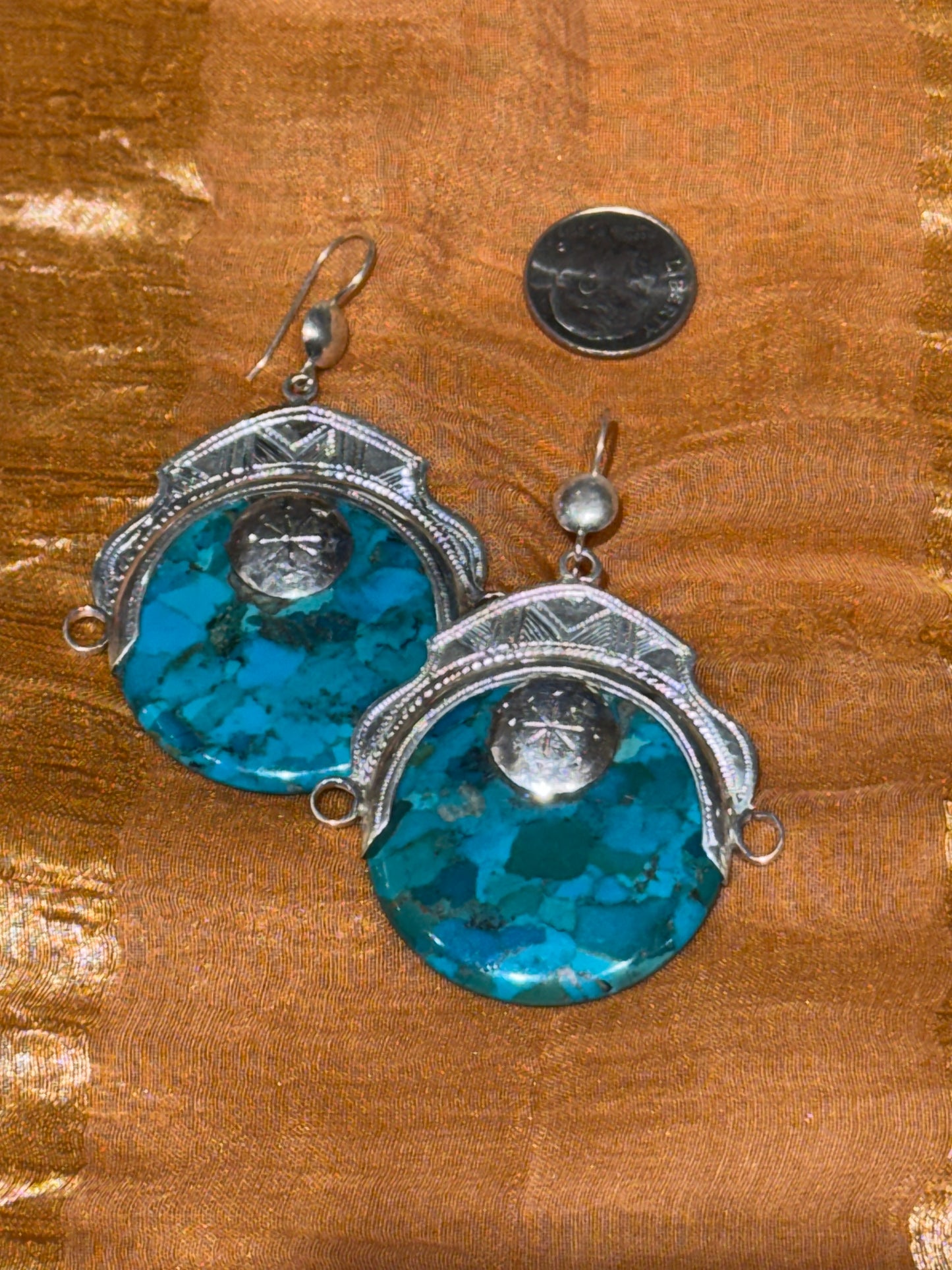 EXCEPTIONAL SILVER TURQUOISE TUAREG EARRINGS