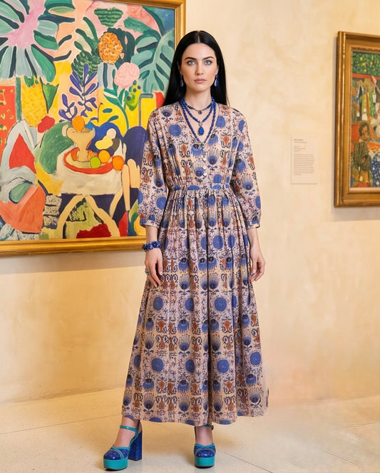 ALEGRA MAXI DRESS BLUE EXOTIC GARDEN