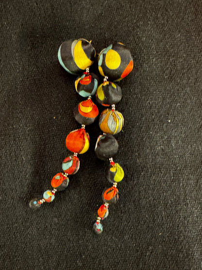 CASCADING CLOTH BALL EARRINGS