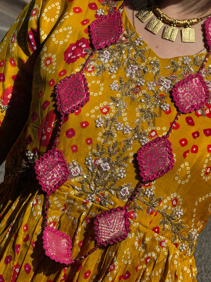 SILKY BANDHANI EMBROIDERED BABY DOLL TOP
