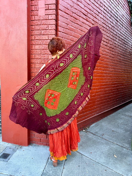 COTTON BANDHANI SHAWLS AUTUMN PALETTE