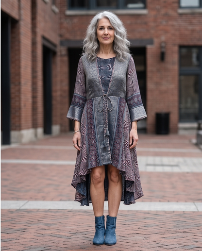 AZEEZA LUXURIOUS INDIGO BROCADE HANDPRINT