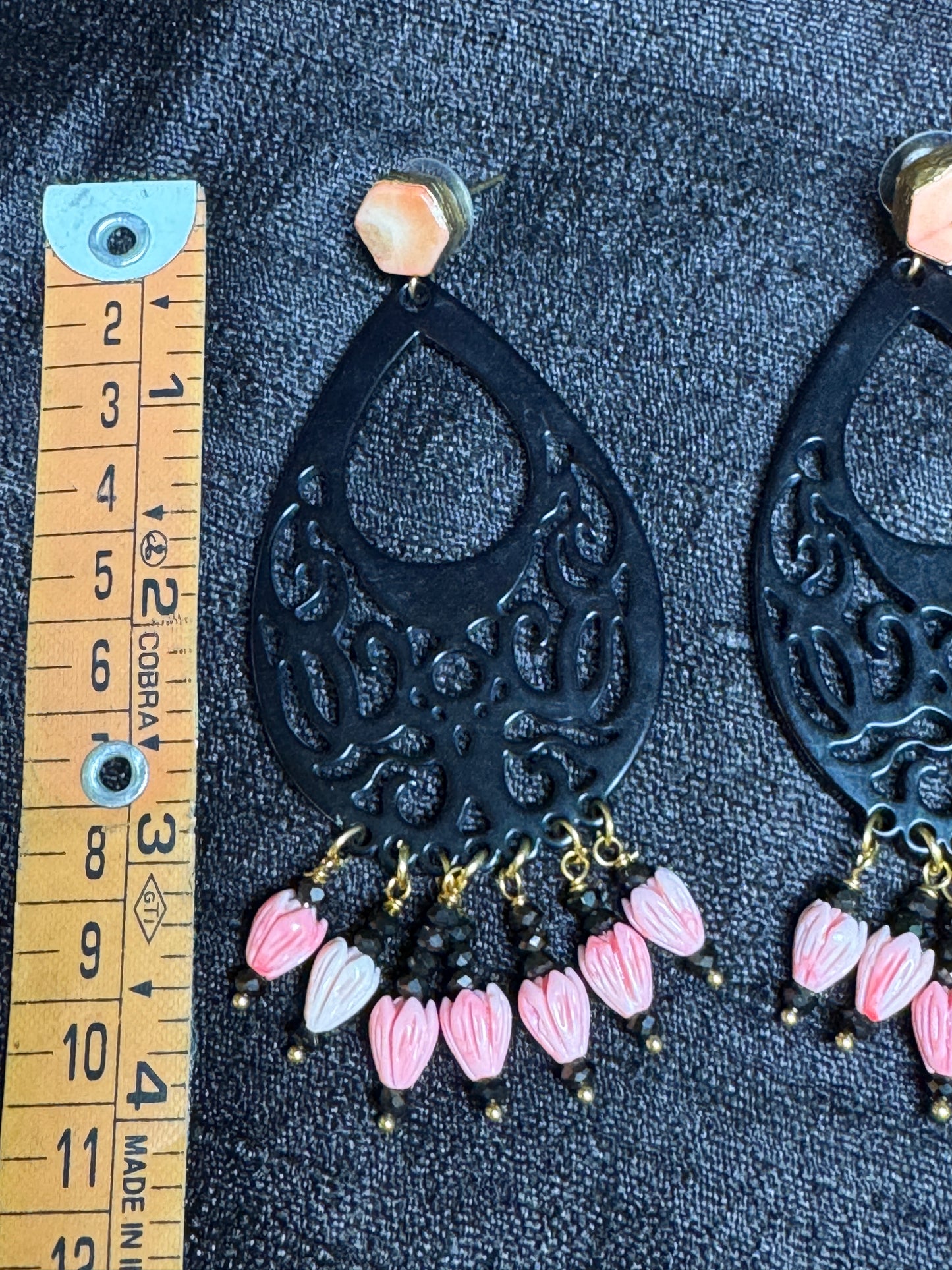 LOVELY LACEY LOTUS CHANDELIER EARRINGS