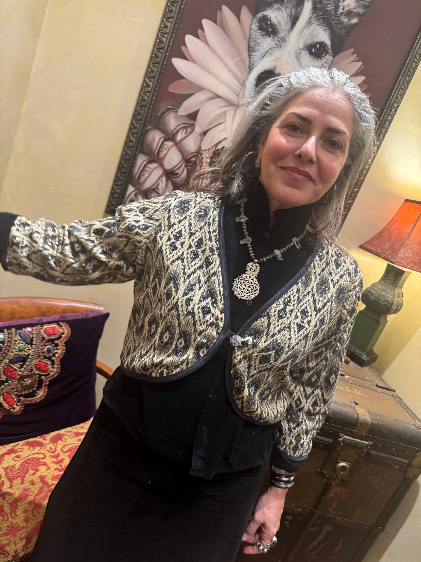 SNAKESKIN SEQUIN BOLERO