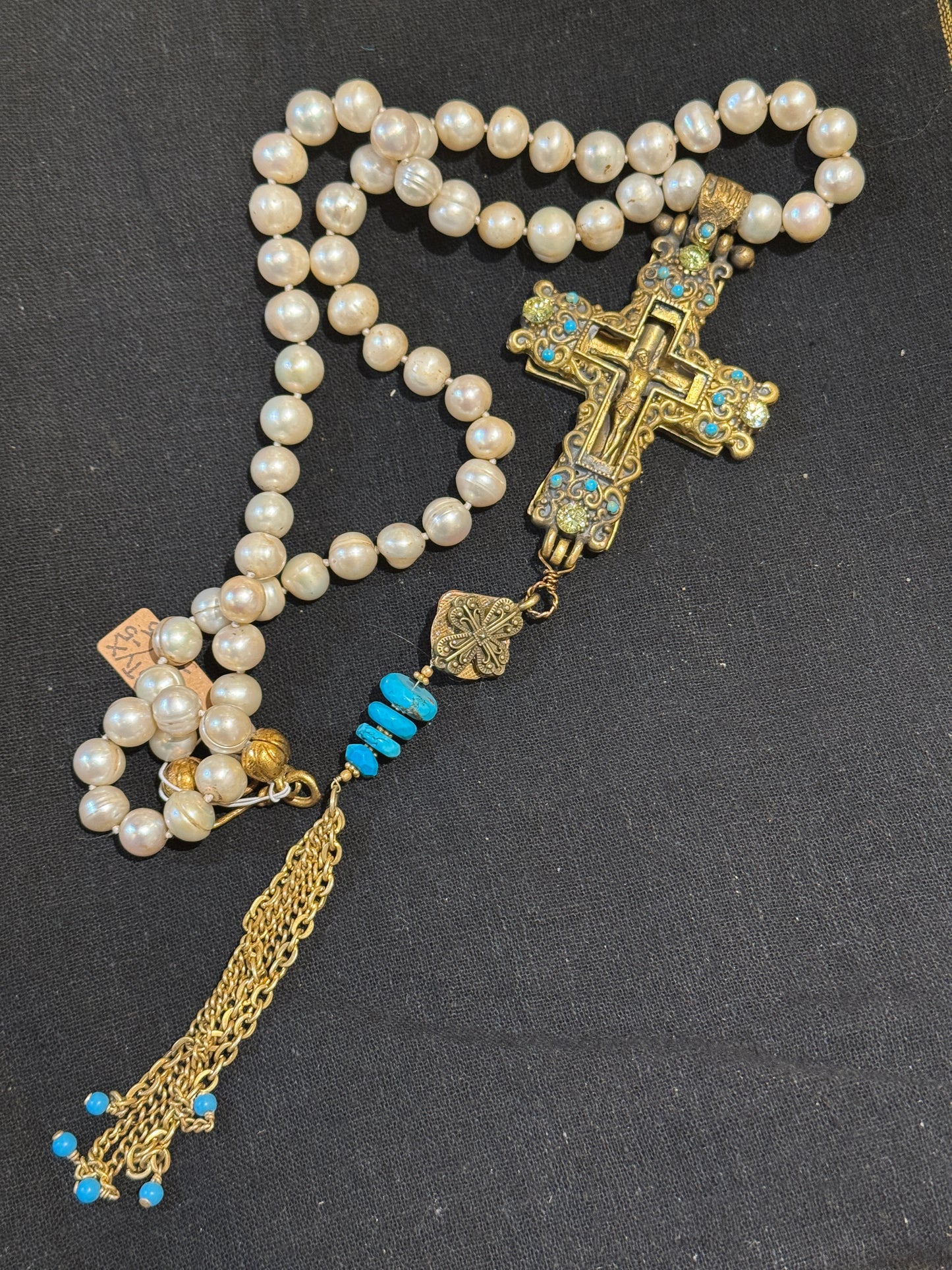 CRUSTY CRUCIFIX PEARL NECKLACES