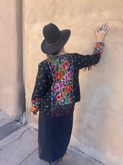 BLACK BANDHANI HUIPIL REDUX JACKET