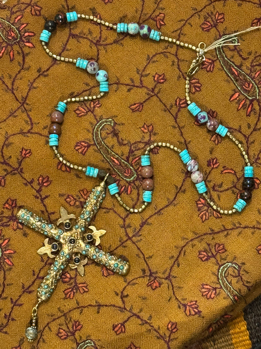 BYZANTINE TURQUOISE STUDDED CROSS