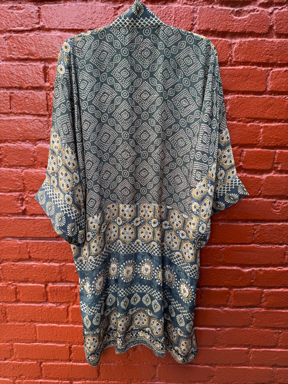 TEAL TILE KIMONOS LONG