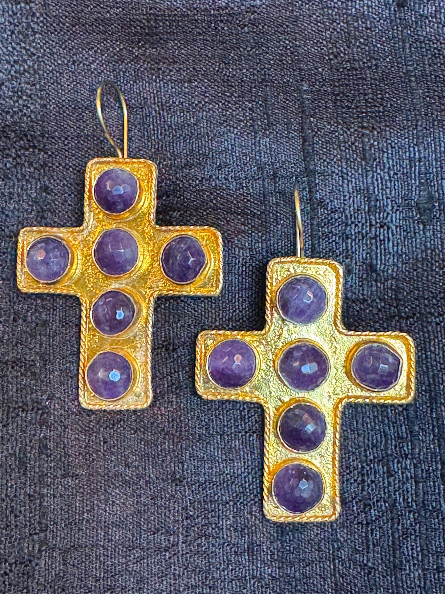 GEMSTONE CROSS EARRINGS