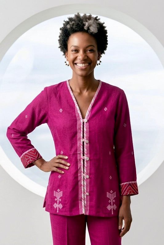 PINK HAND LOOM COTTON JACKET