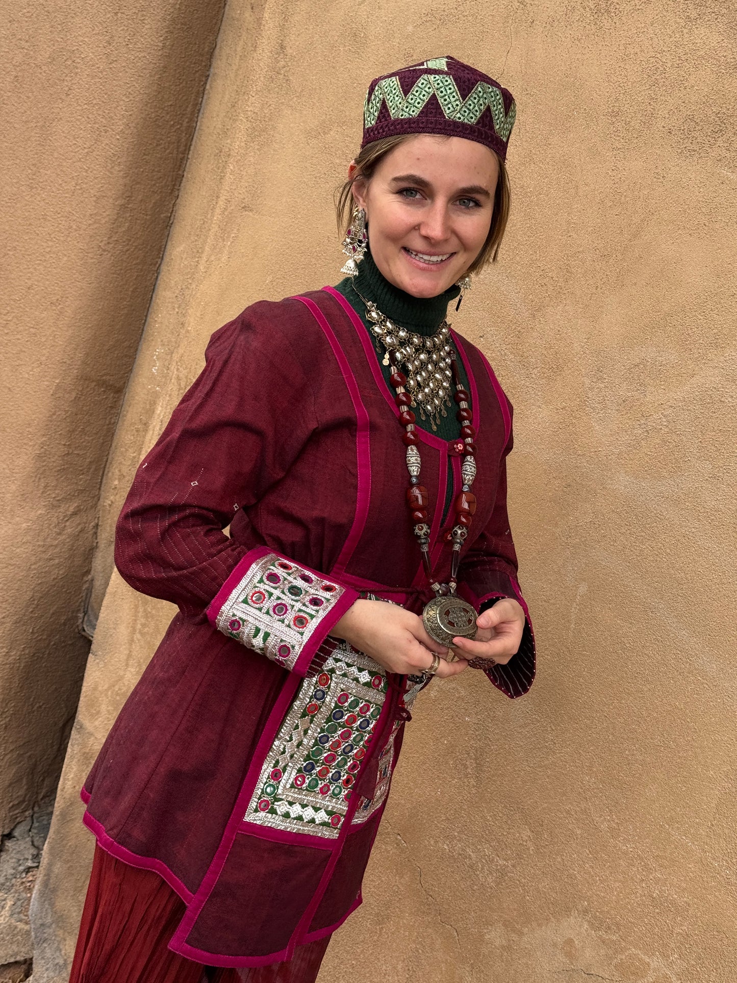 PLUM EMBROIDERED PANEL JACKET