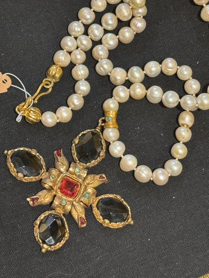 CRUSTY CRUCIFIX PEARL NECKLACES