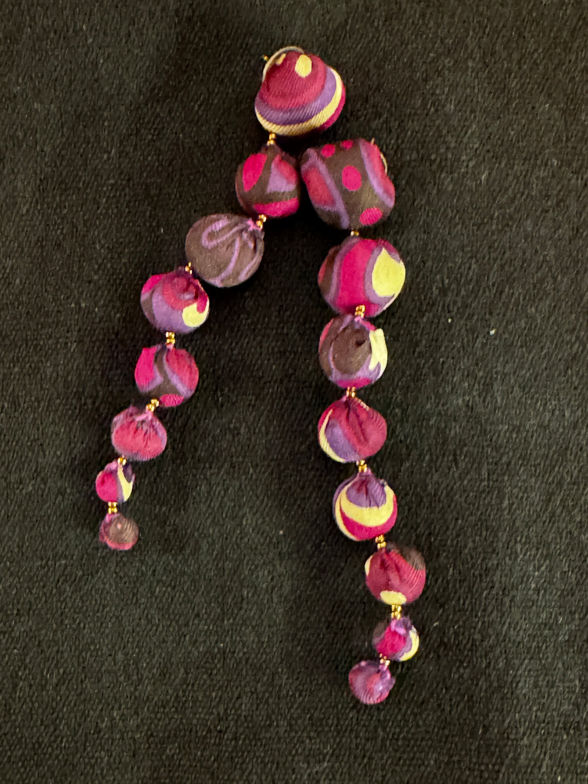 CASCADING CLOTH BALL EARRINGS