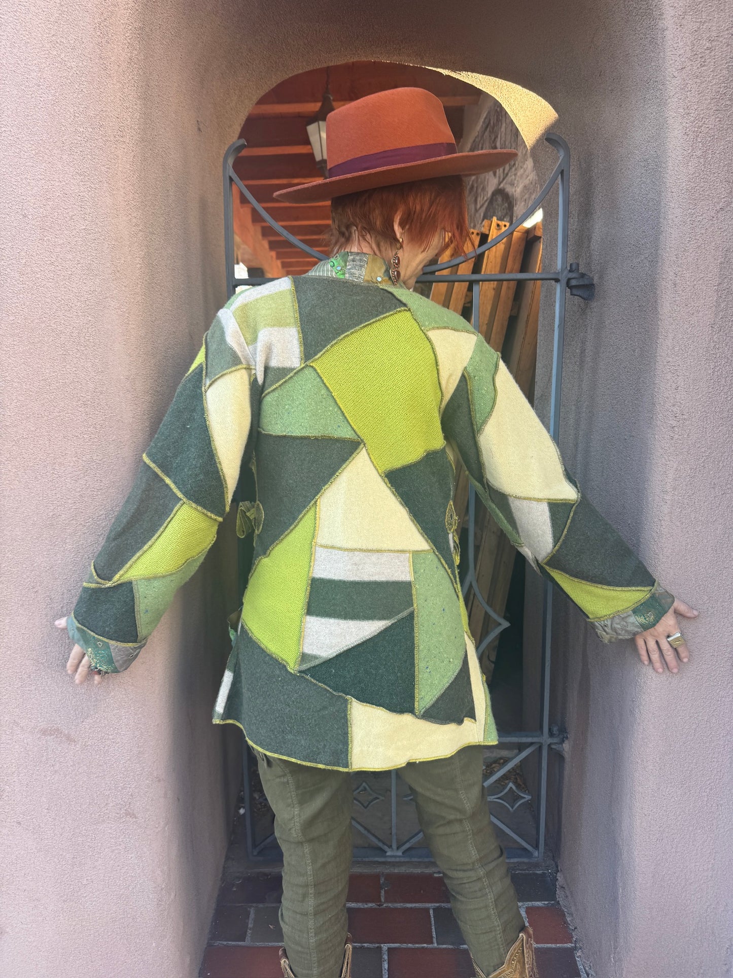 UPCYCLED PATCHWORK POCKET SWEATER