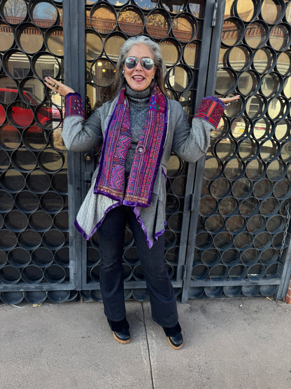 PURPLE TRIM NANA SWEATER