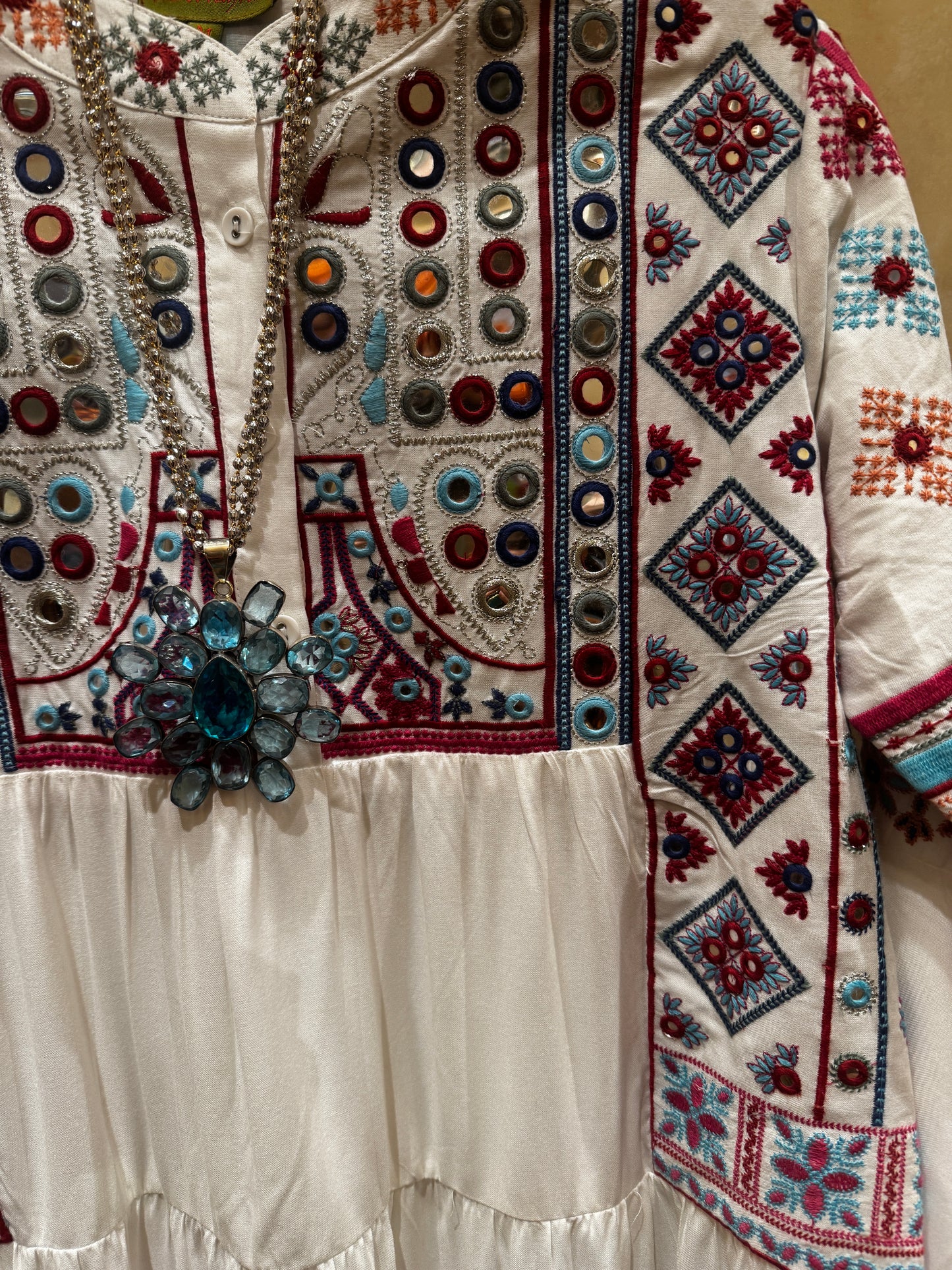 EMBROIDERED TIERED DRESS