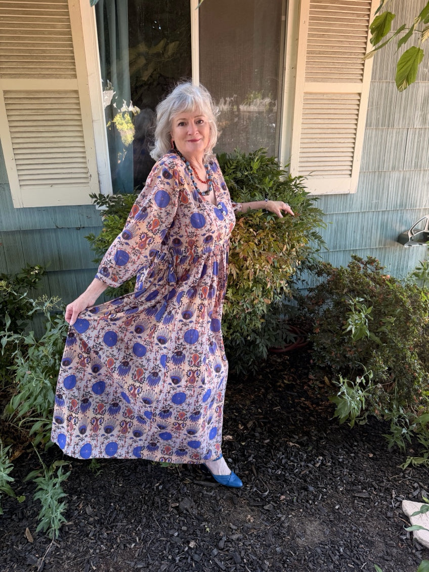 ALEGRA MAXI DRESS BLUE EXOTIC GARDEN