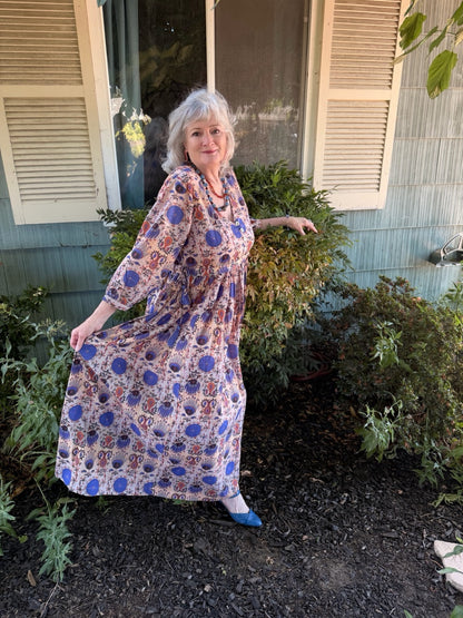 ALEGRA MAXI DRESS BLUE EXOTIC GARDEN