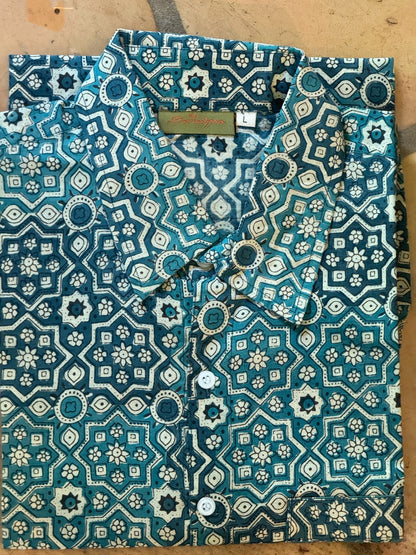 BLOCK PRINT MEN'S SHIRT SIZE MEDIUM ONLY