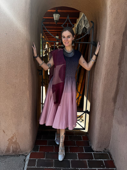 OMBRE SMOKE TO PINK SMOCKED DRESS