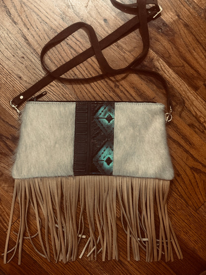 LEOPARD, CROC, FUR LEATHER CROSSBODY FRINGE BAGS