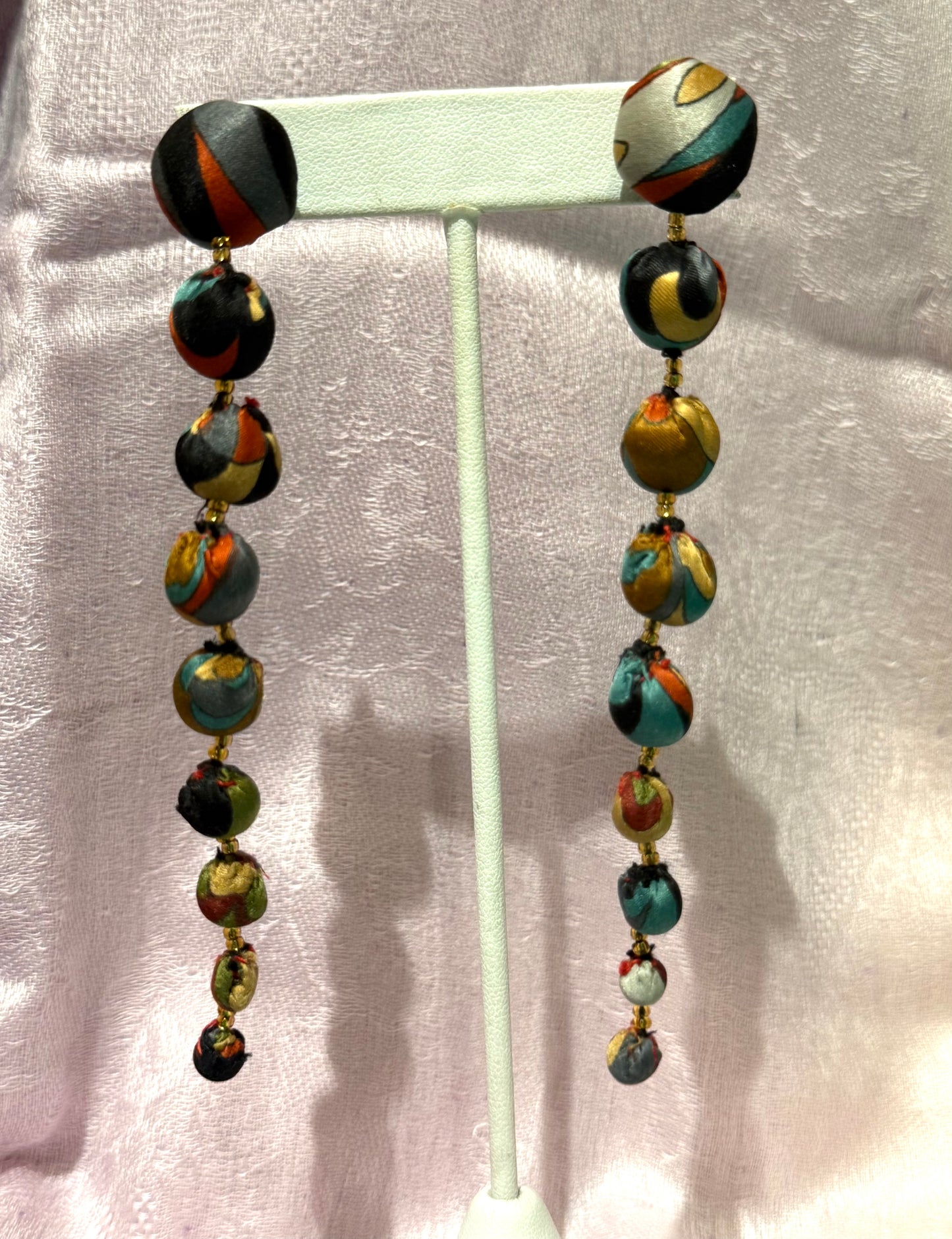 TEXTILE BALL EARRINGS