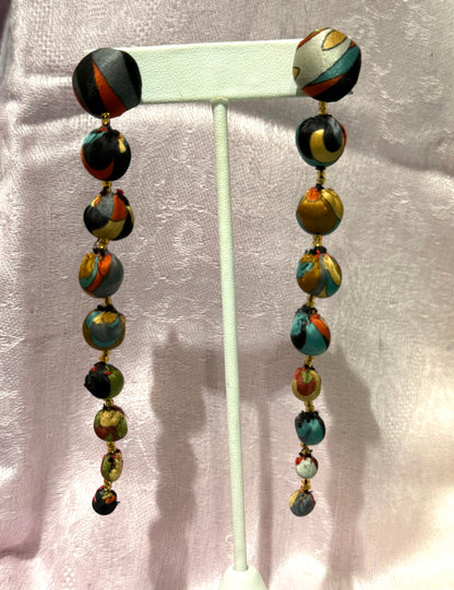 TEXTILE BALL EARRINGS