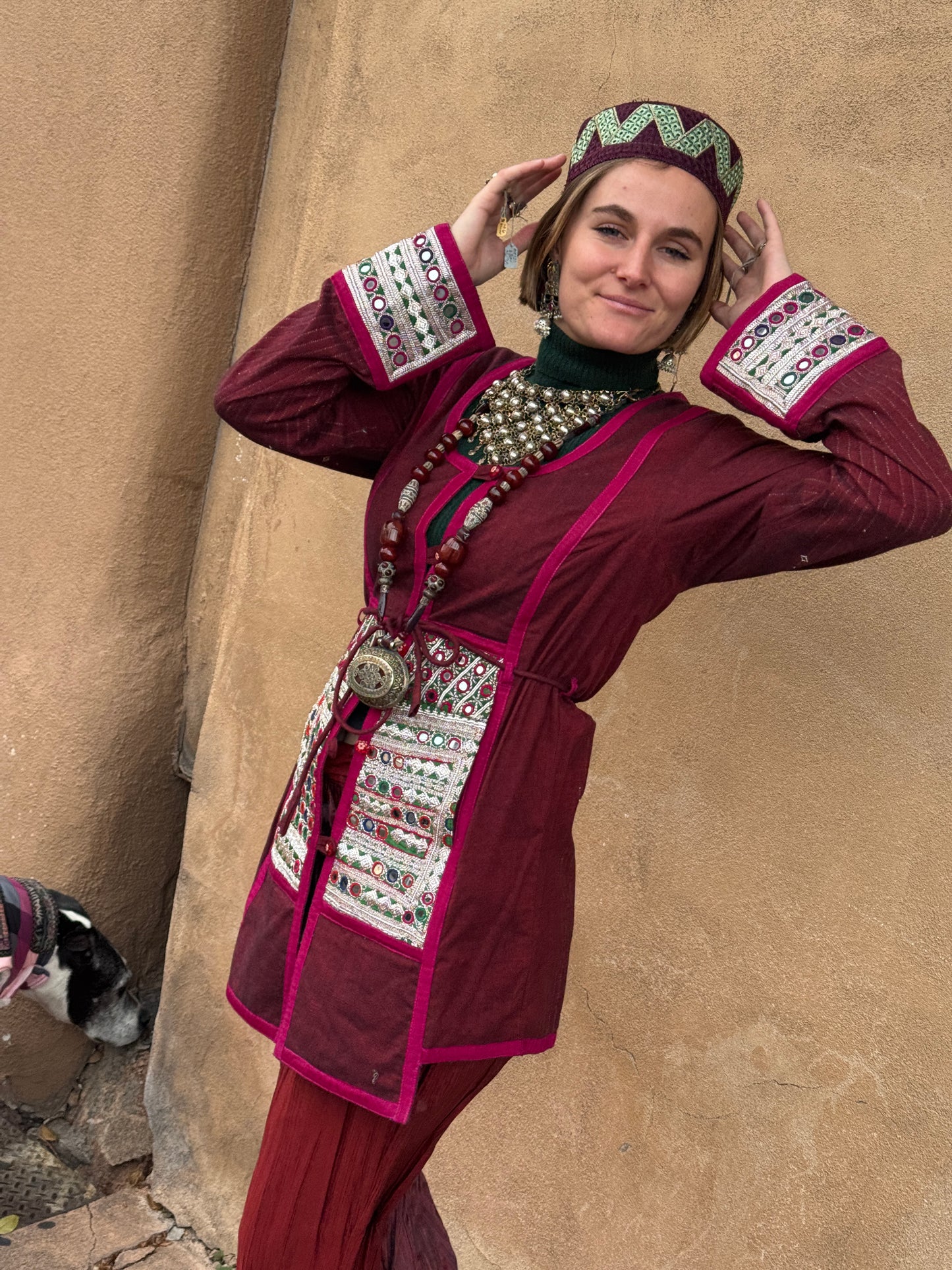 PLUM EMBROIDERED PANEL JACKET