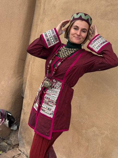 PLUM EMBROIDERED PANEL JACKET