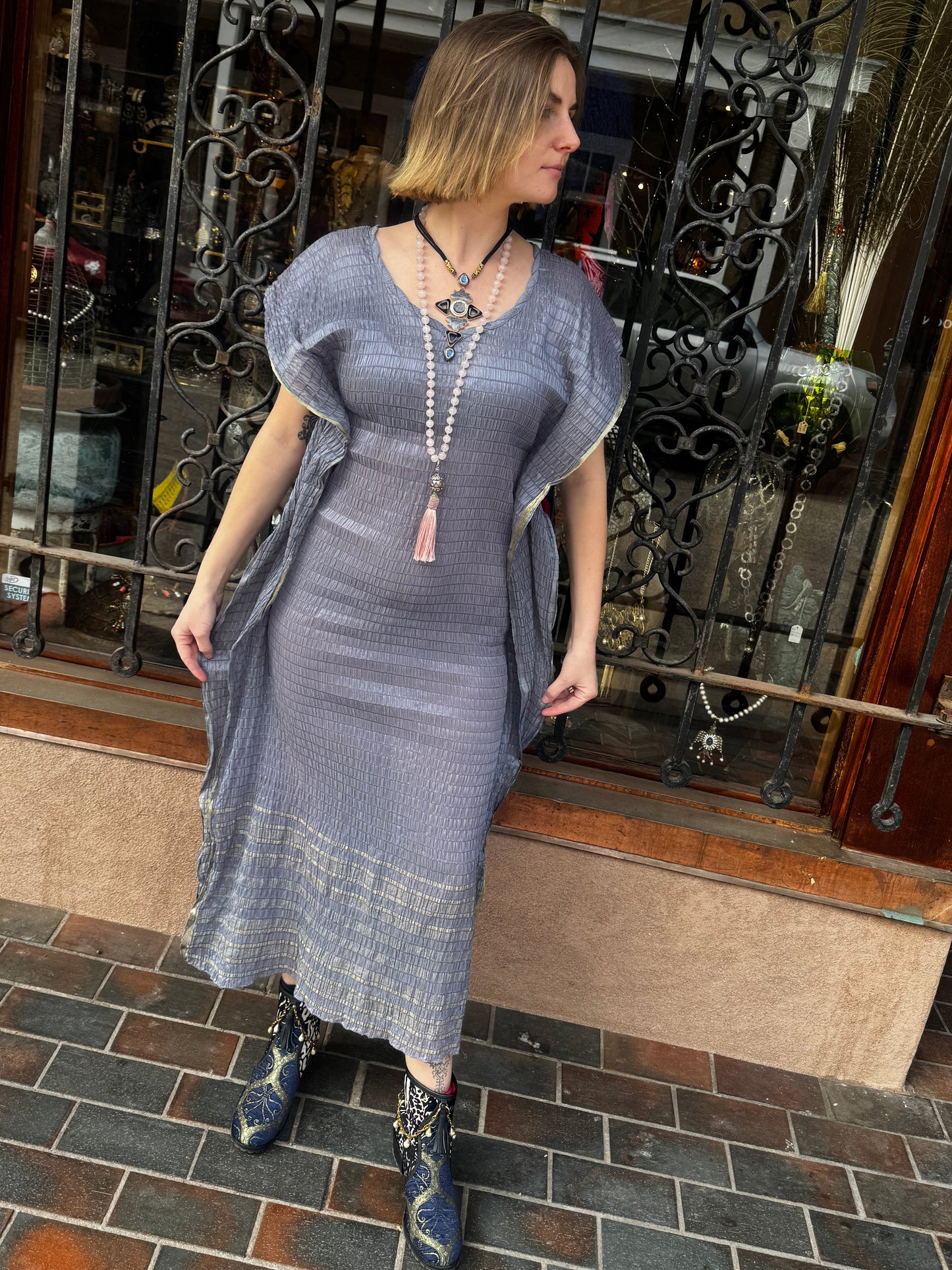 SLATE BLUE SHEATH DRESS