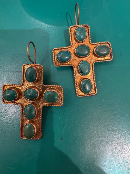 GEMSTONE CROSS EARRINGS